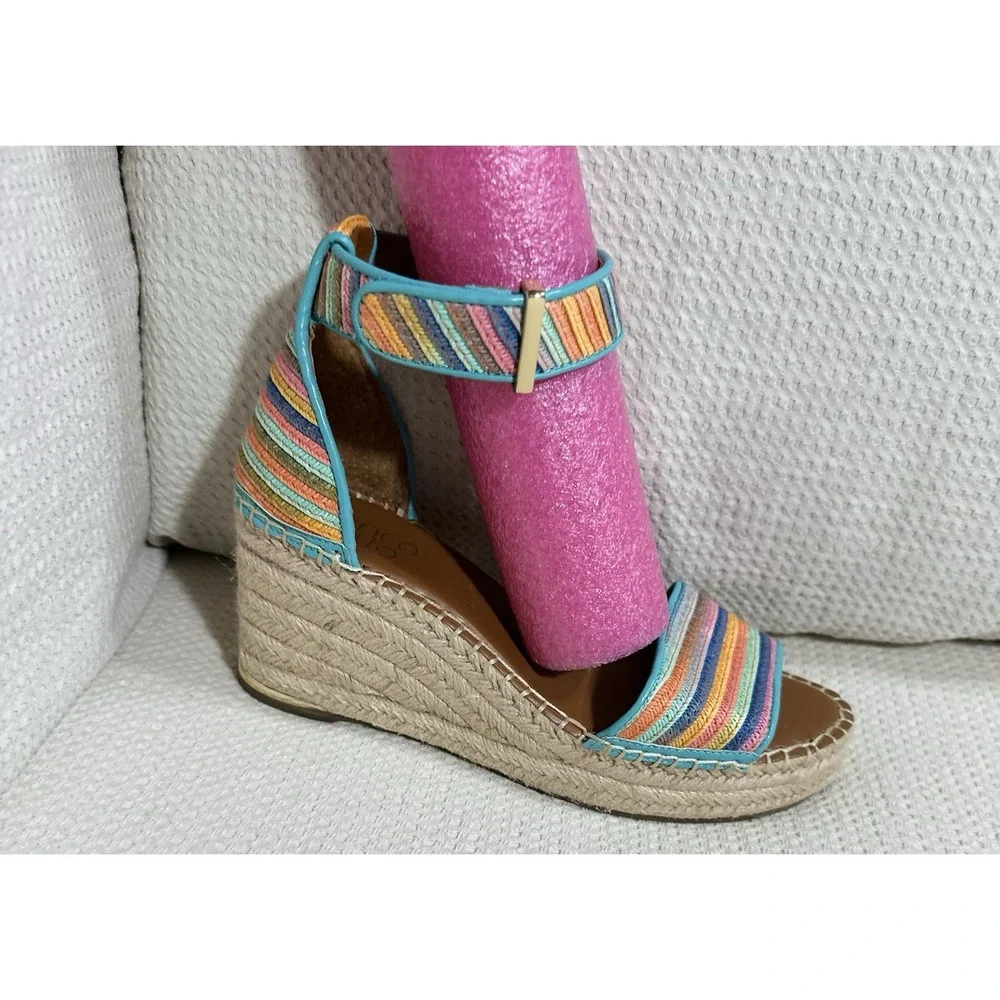 Franco Sarto Espadrille Wedges Clemens Stripe Multi Size: 6.5